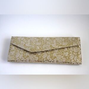 Vintage Saks Avenue Gold Brocade Clutch with Coin Wallet